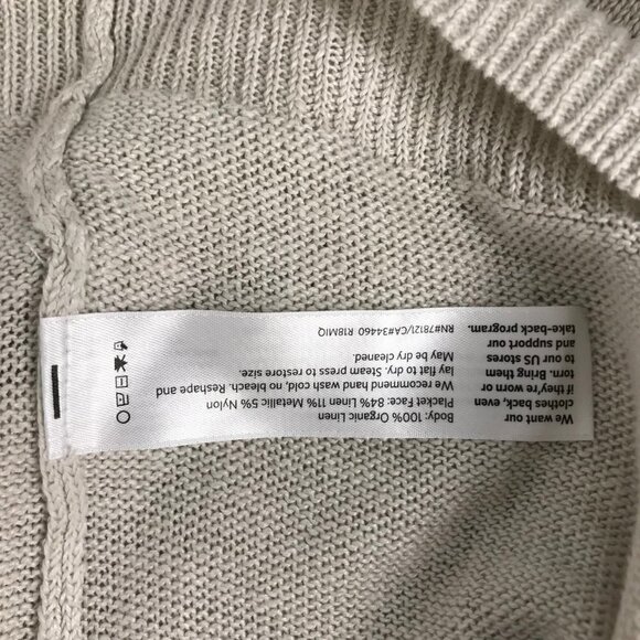 Eileen Fisher Bone Gold Trim Button Front Cardigan  Size X-Large - Picture 6 of 10